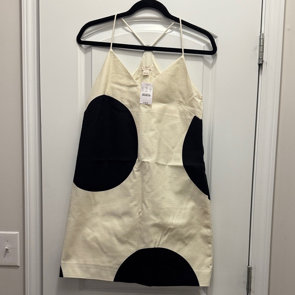 J. Crew Factory Cream Dress with Black Circles